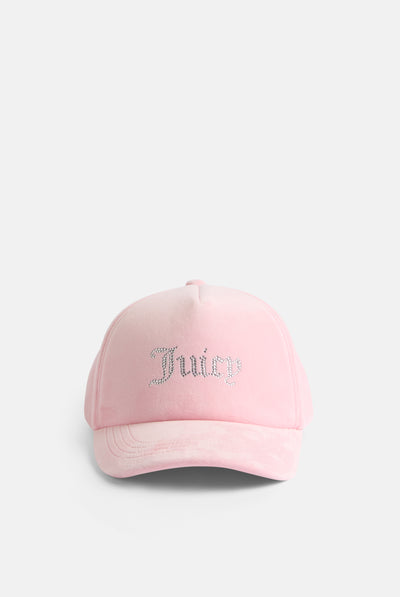 JUICY PINK DIAMANTÉ VELOUR BASEBALL CAP