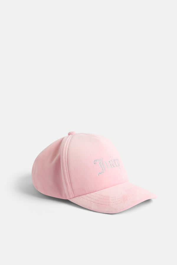 JUICY PINK DIAMANTÉ VELOUR BASEBALL CAP