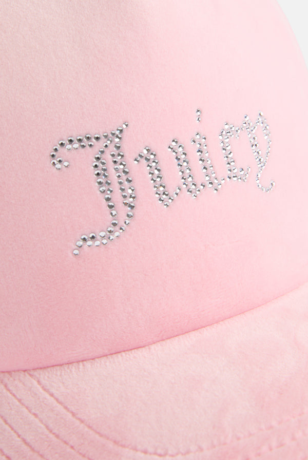 JUICY PINK DIAMANTÉ VELOUR BASEBALL CAP
