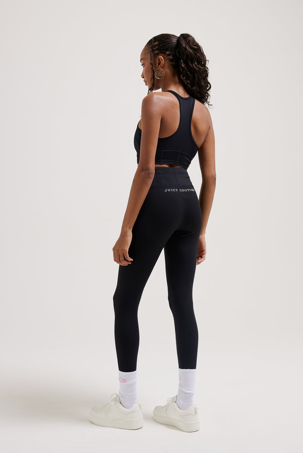 BLACK INTERLOCK RACERBACK SPORTS BRA