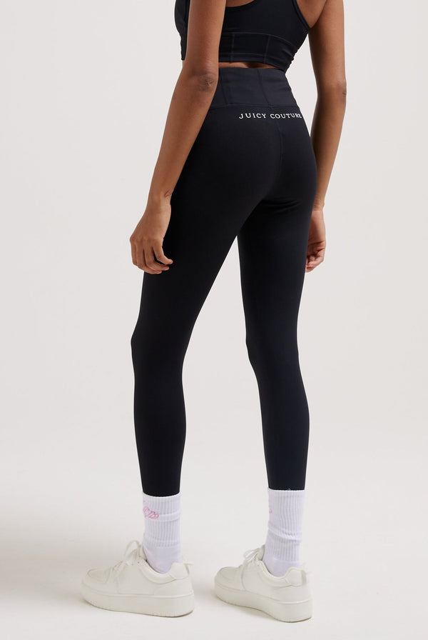 BLACK INTERLOCK SPORT LEGGINGS