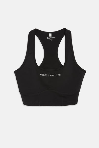 BLACK INTERLOCK RACERBACK SPORTS BRA