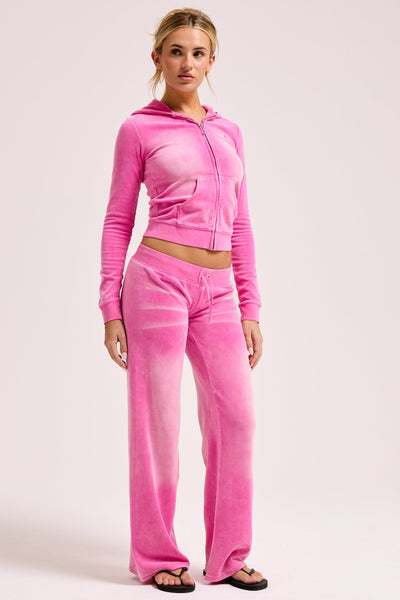 SUPER PINK COTTON VELOUR WASHED OG STRAIGHT TRACKPANT