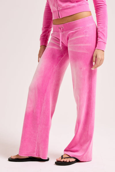 SUPER PINK COTTON VELOUR WASHED OG STRAIGHT TRACKPANT