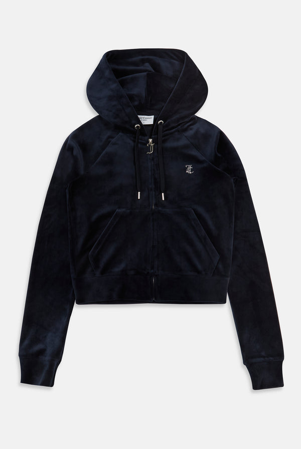 'VIRGO' NIGHT SKY DIAMANTÉ VELOUR ZIP-THROUGH HOODIE