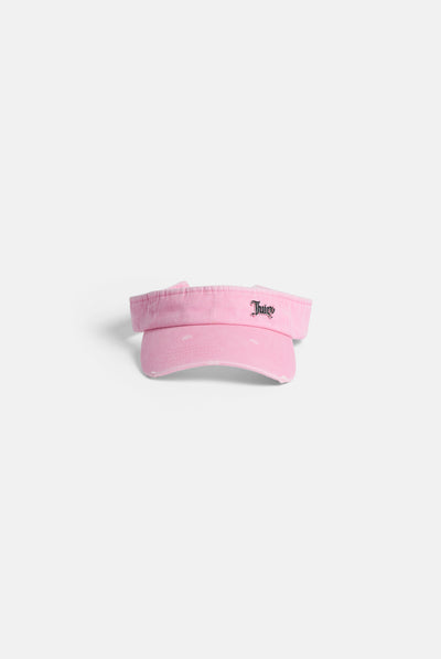 PINK DISTRESSED COTTON DENIM VISOR