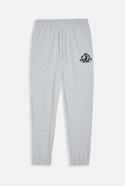 SILVER MARL FLOCKED CREST CUFFED JOGGERS