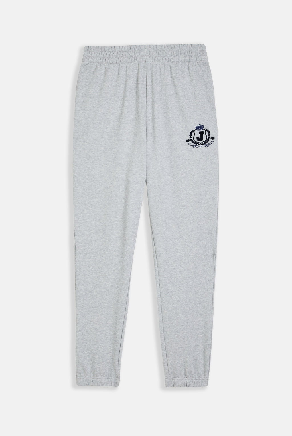 SILVER MARL FLOCKED CREST CUFFED JOGGERS