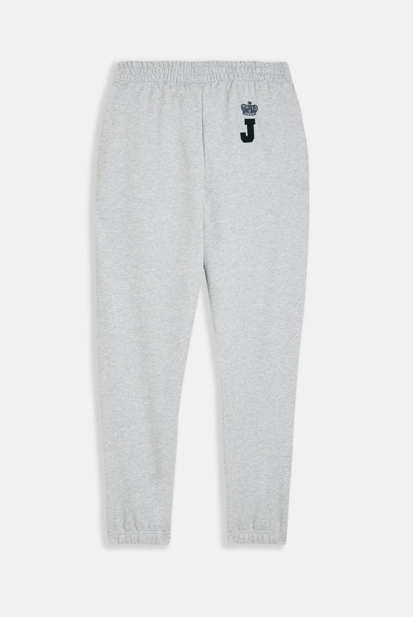 SILVER MARL FLOCKED CREST CUFFED JOGGERS