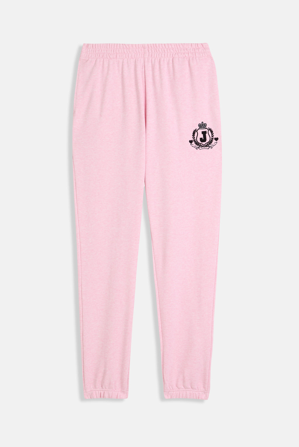 PINK MARL FLOCKED CREST CUFFED JOGGERS