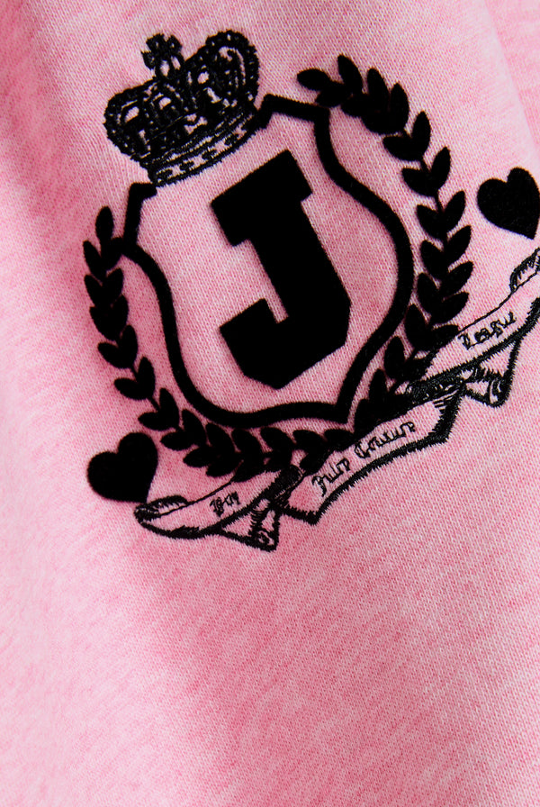 PINK MARL FLOCKED CREST CUFFED JOGGERS