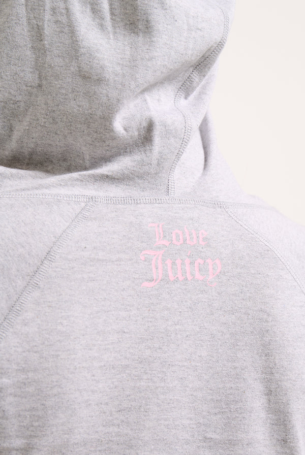 THE ICONS | SILVER MARL 'VIVA LA JUICY' HOODED TOP