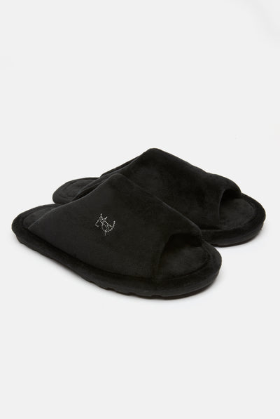 BLACK VELOUR PADDED SLIPPER