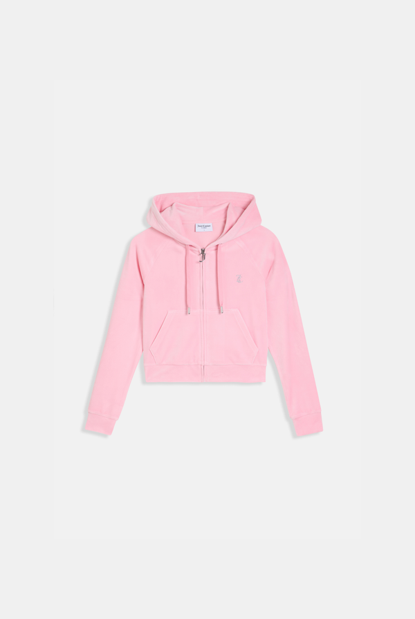 JUICY PINK DIAMANTÉ VELOUR ZIP-THROUGH HOODIE – Juicy Couture UK JUICY PINK DIAMANTÉ VELOUR ZIP-THROUGH HOODIE – Juicy Couture UK