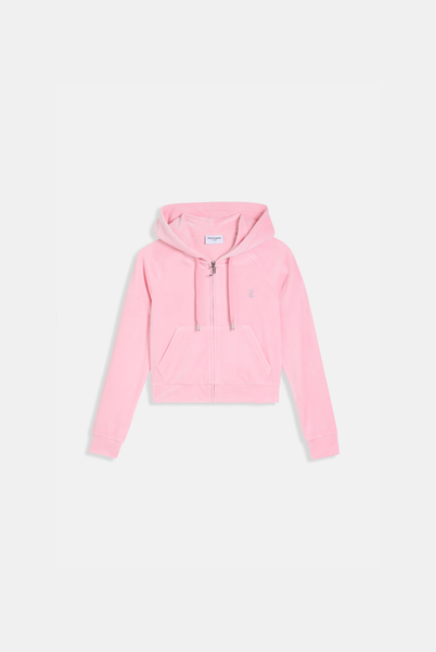 JUICY PINK DIAMANTÉ VELOUR ZIP-THROUGH HOODIE – Juicy Couture UK
