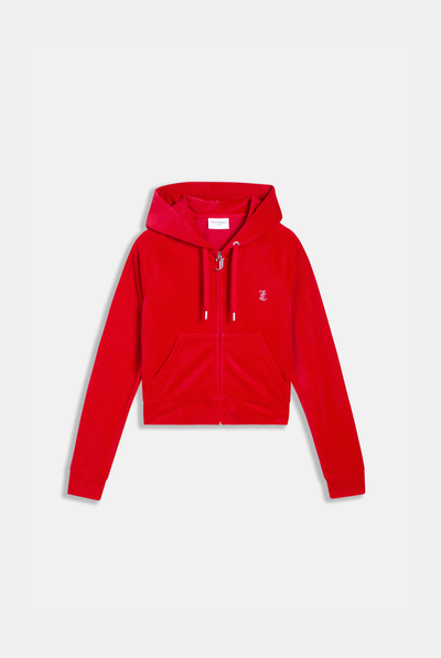 TOREADOR OUTLINE DIAMANTÉ VELOUR ZIP-THROUGH HOODIE