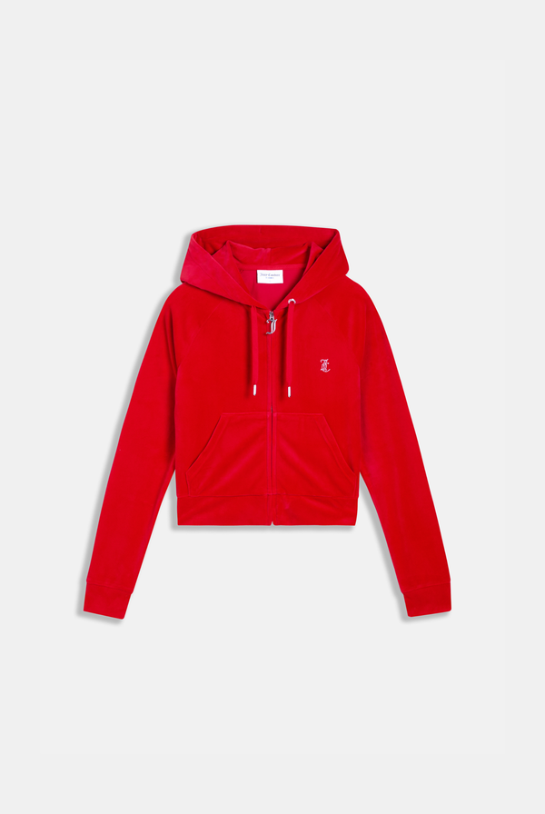 TOREADOR OUTLINE DIAMANTÉ VELOUR ZIP-THROUGH HOODIE