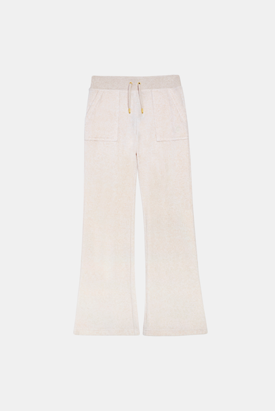 OATMEAL MARL & GOLD LOW RISE FLARE CLASSIC VELOUR TRACK PANT