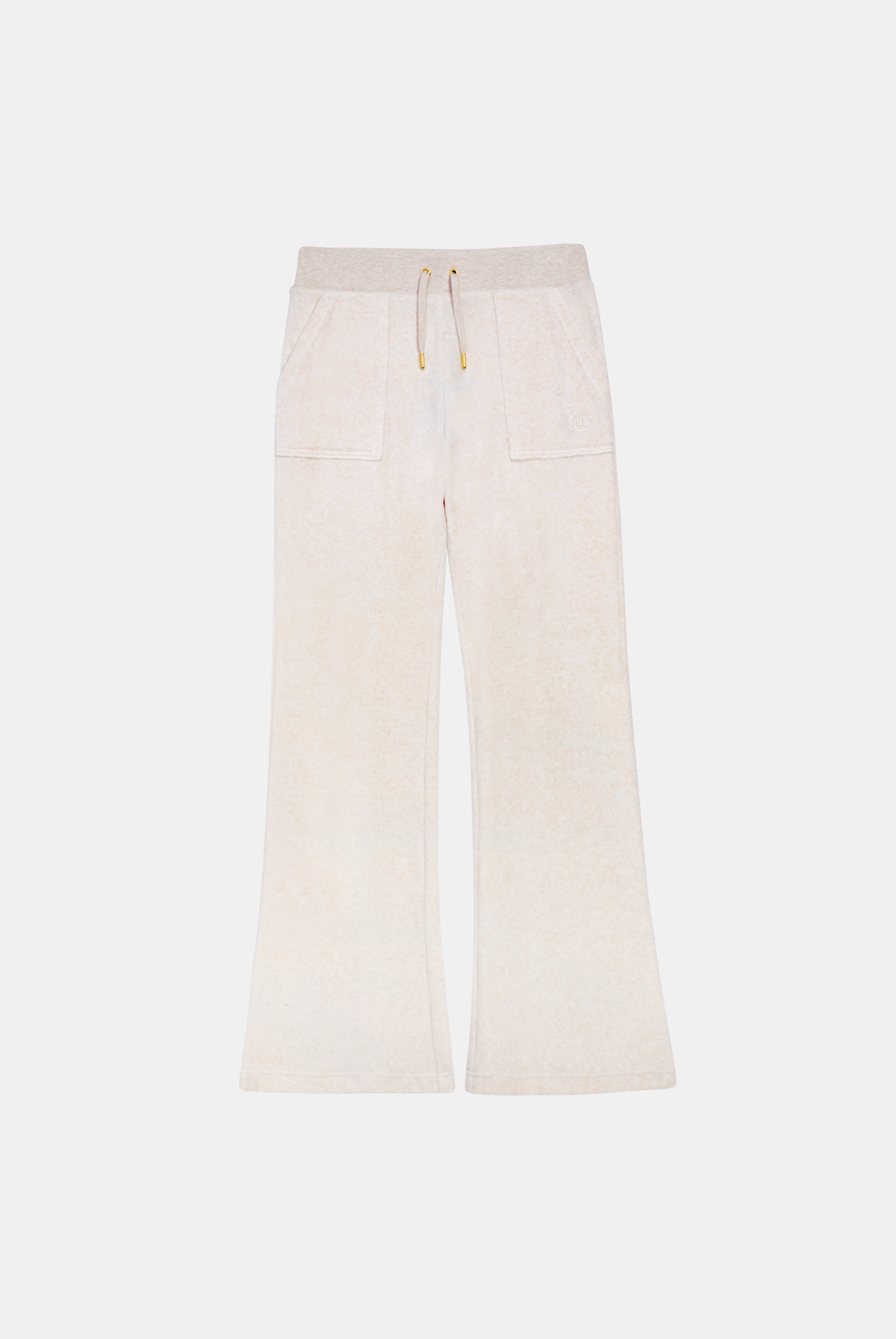 OATMEAL MARL & GOLD LOW RISE FLARE CLASSIC VELOUR TRACK PANT