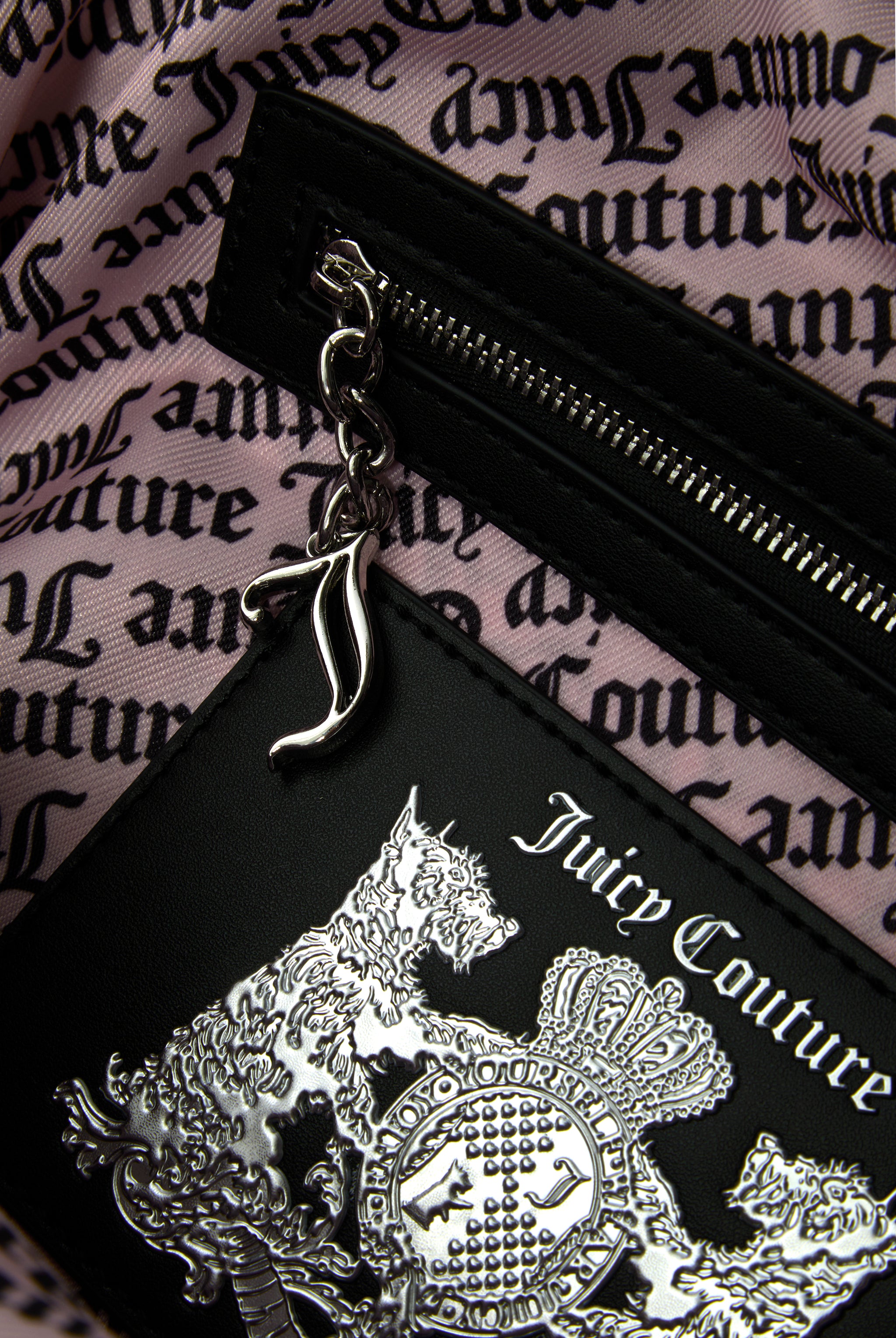 Juicy couture tote purse hand bag outlet coin pouch new black deboss