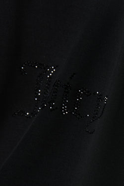 Displays the Black 'Juicy' branded Diamante Halter Top featuring the juicy branding 