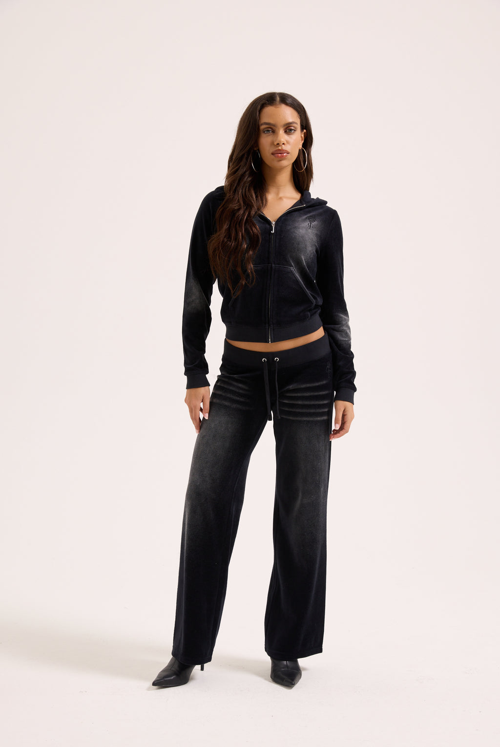 WASHED BLACK COTTON VELOUR OG STRAIGHT LOW RISE PANT