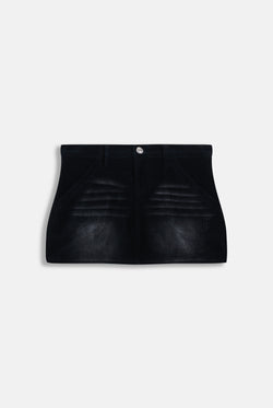 Displays the Washed Black 'Juicy' branded Cotton velour mini skirt 