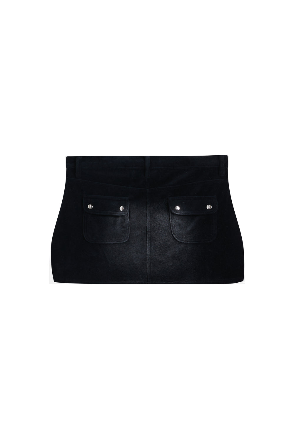 Displays the Washed Black 'Juicy' branded Cotton velour mini skirt 