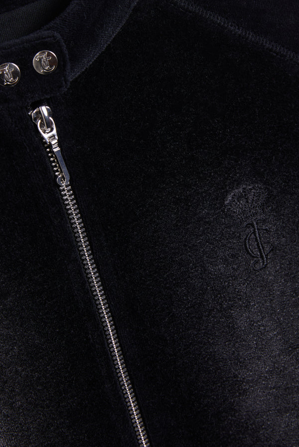 WASHED BLACK WASHED COTTON VELOUR MOTO JACKET