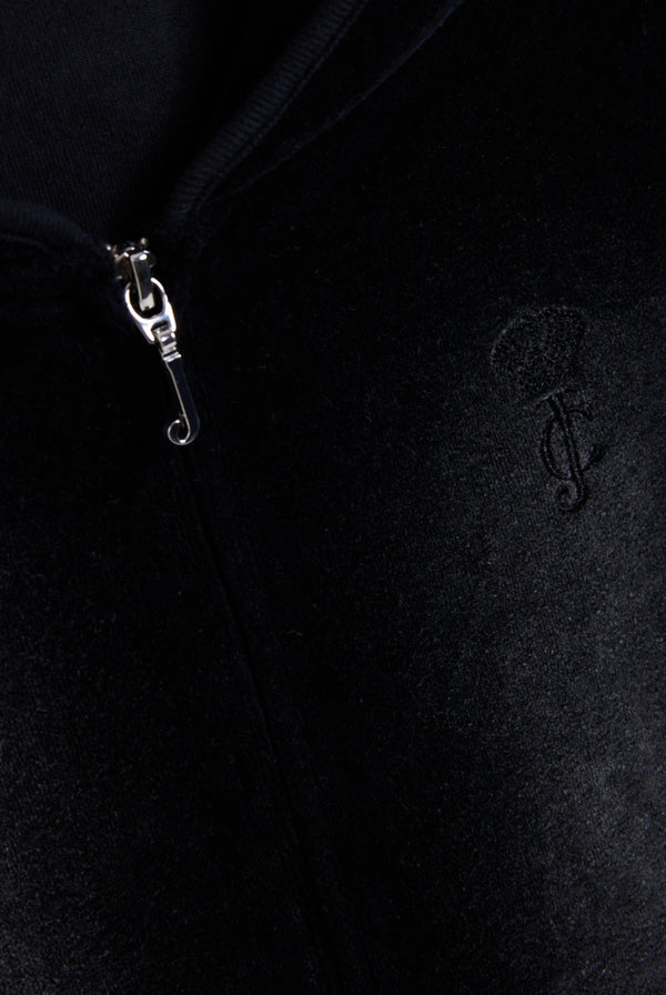 WASHED BLACK COTTON VELOUR HERITAGE HOODIE
