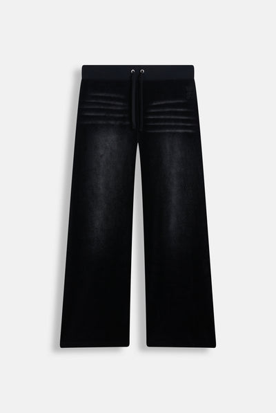 WASHED BLACK COTTON VELOUR OG STRAIGHT LOW RISE PANT