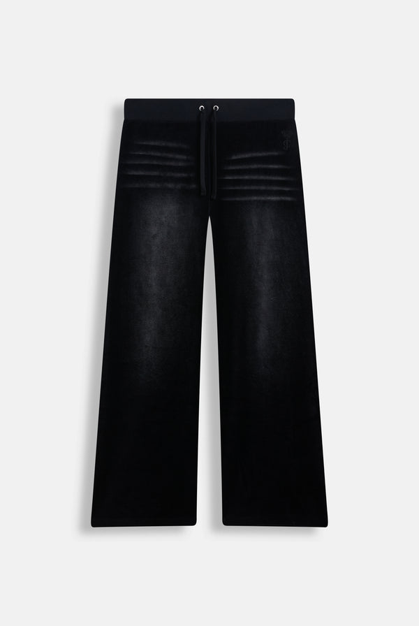 WASHED BLACK COTTON VELOUR OG STRAIGHT LOW RISE PANT