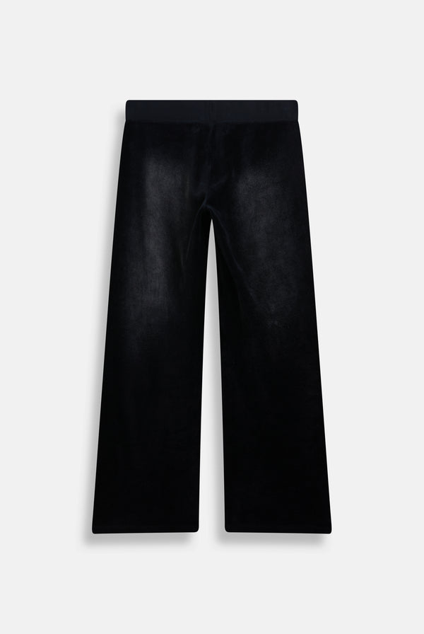WASHED BLACK COTTON VELOUR OG STRAIGHT LOW RISE PANT