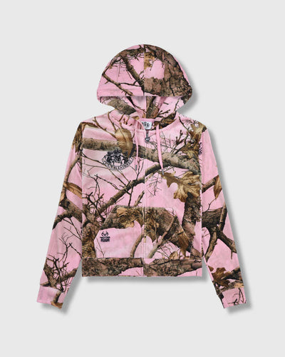 'Juicy by PLEASURES' REALTREE PRINT PINK VELOUR ROBERTSON HOODIE