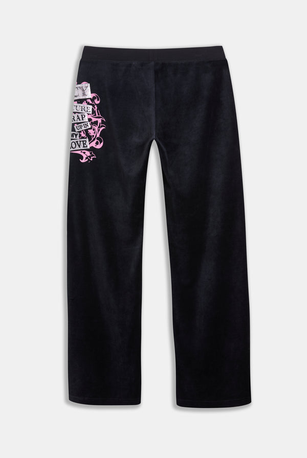 BLACK WRAP YOU UP STRAIGHT HERITAGE TRACK PANTS