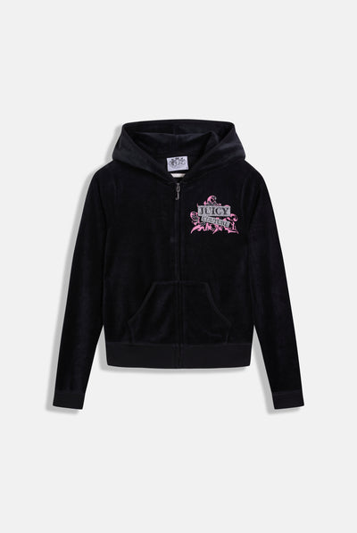 BLACK WRAP YOU UP JUICY COUTURE HERITAGE BAMBOO HOODIE