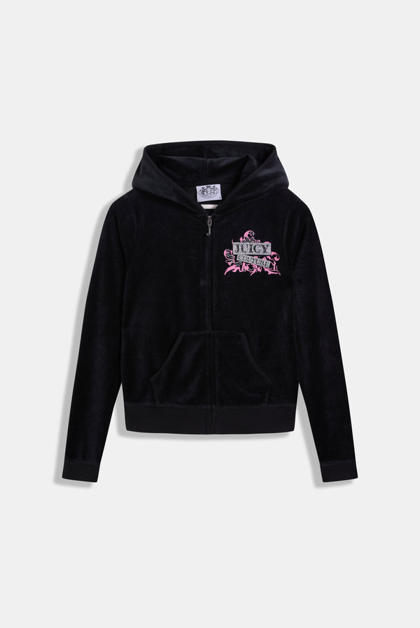BLACK WRAP YOU UP JUICY COUTURE HERITAGE BAMBOO HOODIE