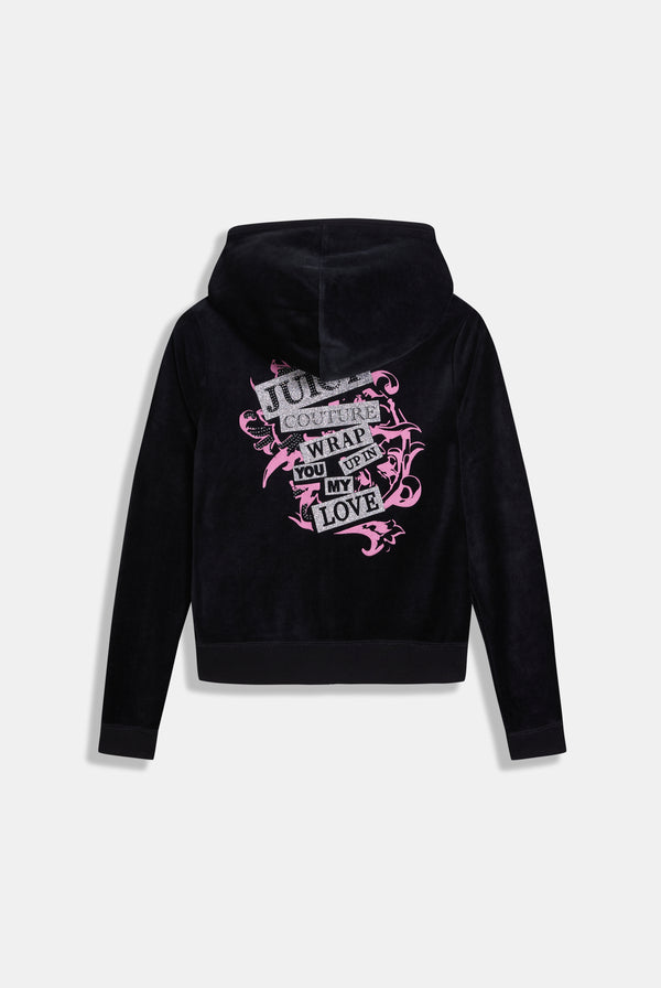 BLACK WRAP YOU UP JUICY COUTURE HERITAGE BAMBOO HOODIE