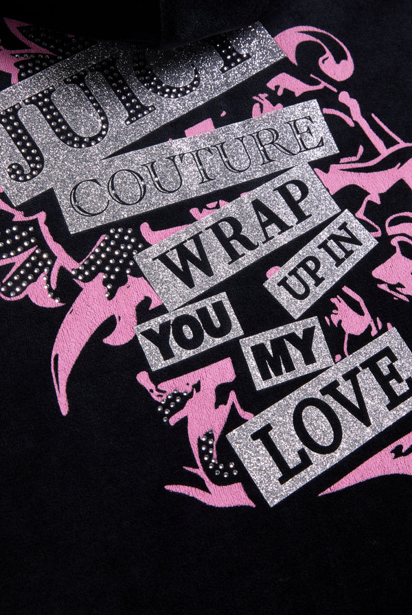 BLACK WRAP YOU UP JUICY COUTURE HERITAGE BAMBOO HOODIE