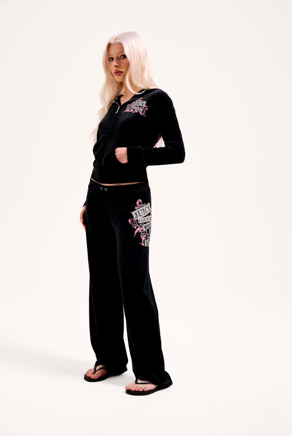 BLACK WRAP YOU UP STRAIGHT HERITAGE TRACK PANTS