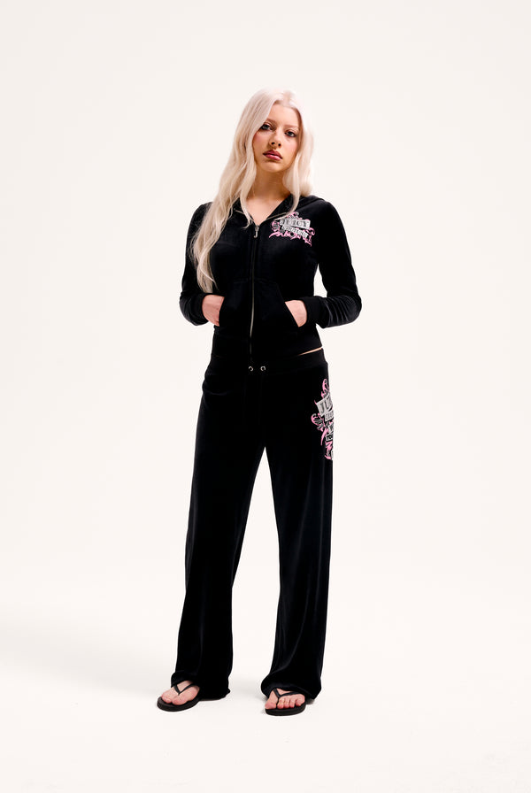 BLACK WRAP YOU UP JUICY COUTURE HERITAGE BAMBOO HOODIE