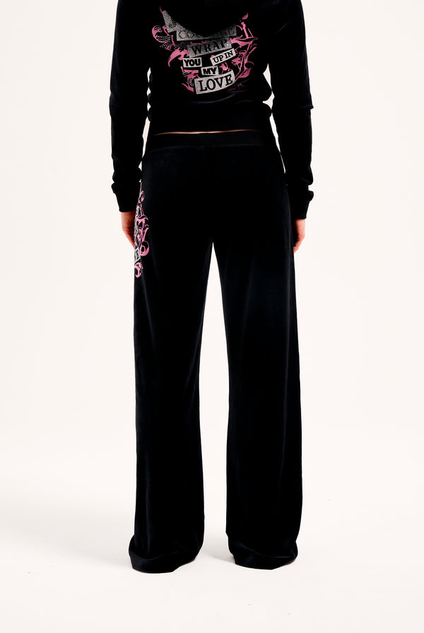 BLACK WRAP YOU UP STRAIGHT HERITAGE TRACK PANTS