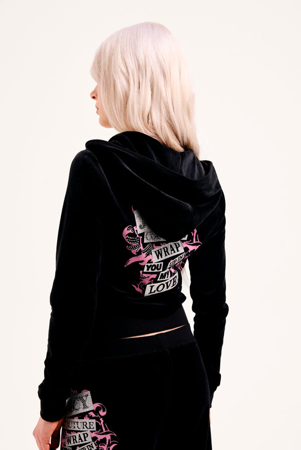 BLACK WRAP YOU UP JUICY COUTURE HERITAGE BAMBOO HOODIE