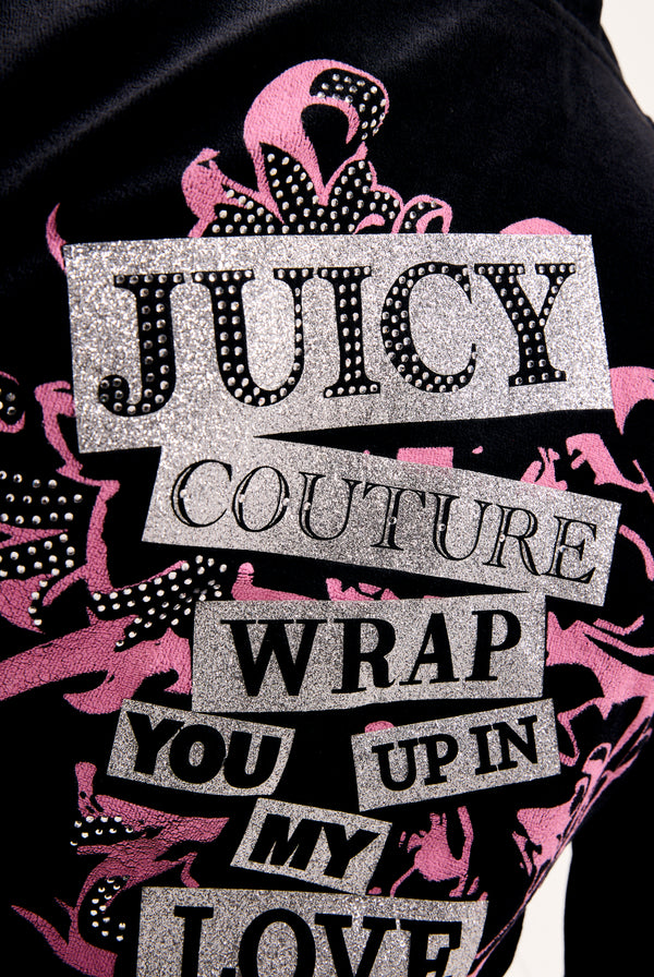 BLACK WRAP YOU UP JUICY COUTURE HERITAGE BAMBOO HOODIE