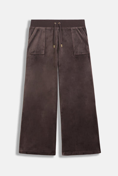 JAVA/ GOLD WIDE LEG CLASSIC VELOUR TRACK PANT
