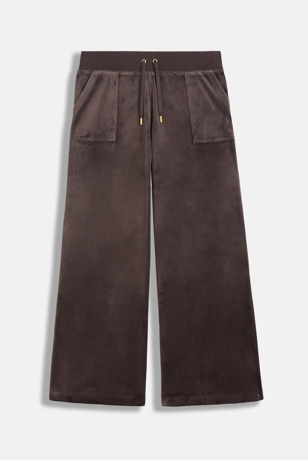 JAVA/ GOLD WIDE LEG CLASSIC VELOUR TRACK PANT