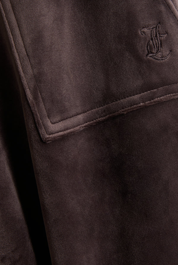 JAVA/ GOLD WIDE LEG CLASSIC VELOUR TRACK PANT