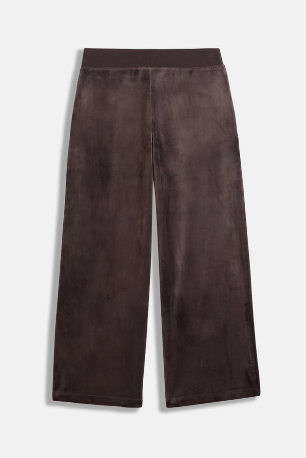 JAVA/ GOLD WIDE LEG CLASSIC VELOUR TRACK PANT