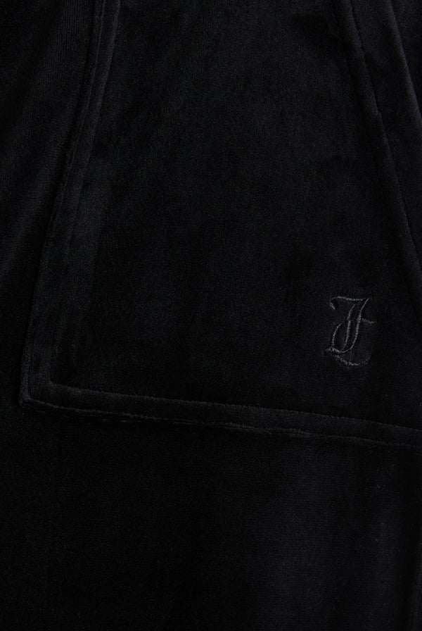 BLACK WIDE LEG CLASSIC VELOUR TRACK PANT