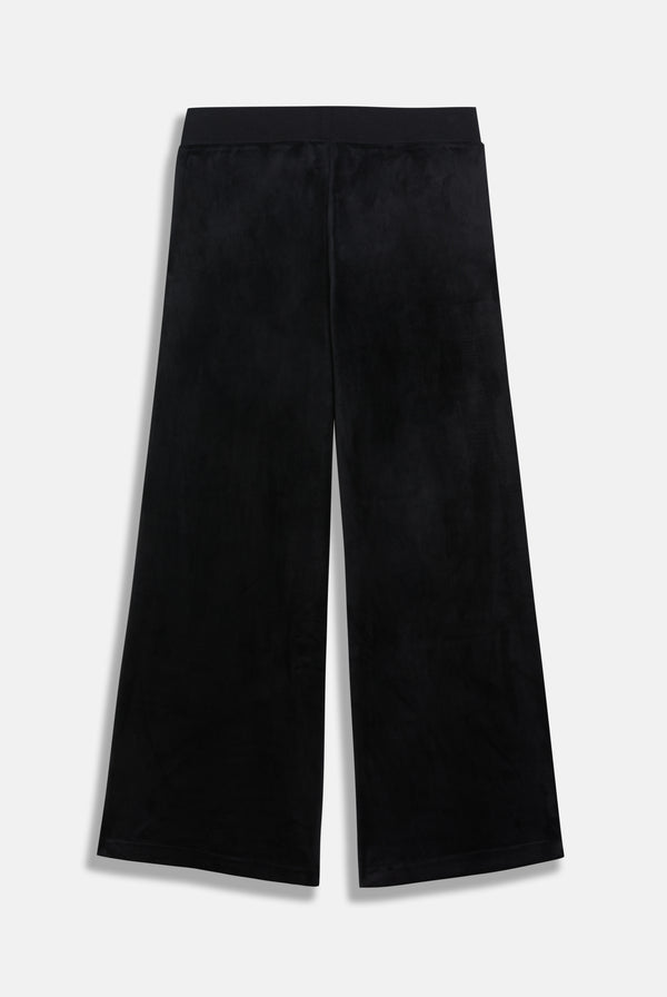 BLACK WIDE LEG CLASSIC VELOUR TRACK PANT